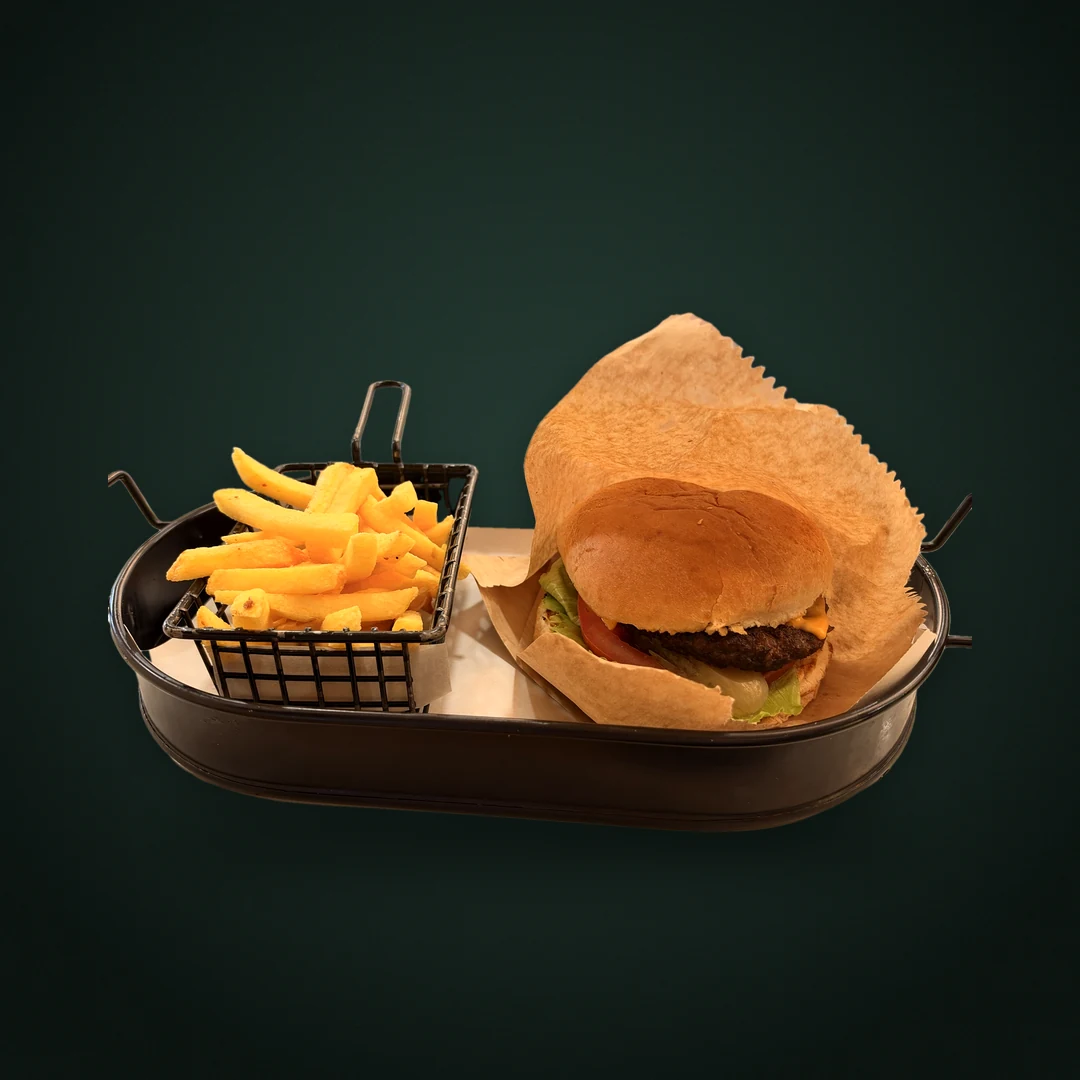 Dana etli, cheddar peynirli Kasap Cheese Burger